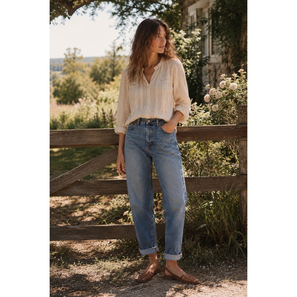 THE GREAT. The Slouch Taper Jean Raw Hem WOMEN 26 Made in USA CANOPY 100% COTTON
